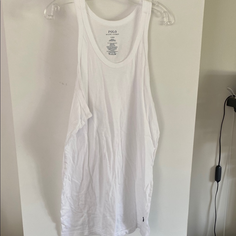 POLO RALPH LAUREN SLIM FIT racer back tank top white cotton L